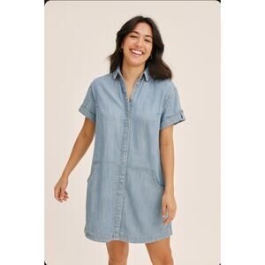 ALLSAINTS Women's Calla Bay Chambray Calla Bay Linen Blend Shirt Dress Beach 4